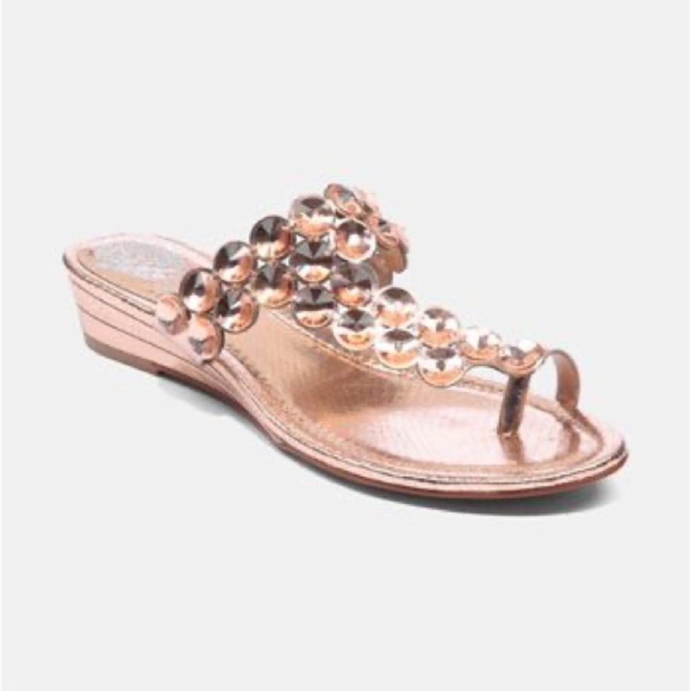 Vince Camuto Itta Toe Ring Embellished Sandal - Size 7, Rose Gold